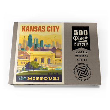 Darstellung des Puzzle Motivs Missouri: Kansas City, Union Station, Vintage Poster 500 Puzzle Schachtel Ansicht3