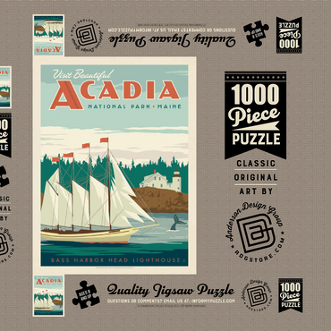 Darstellung des Puzzle Motivs Acadia National Park: Bass Harbor Head, Vintage Poster 1000 Puzzle Schachtel 3D Modell