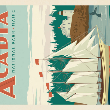 Darstellung des Puzzle Motivs Acadia National Park: Bass Harbor Head, Vintage Poster 100 Puzzle 3D Modell