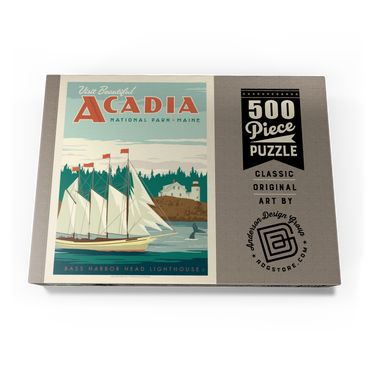 Darstellung des Puzzle Motivs Acadia National Park: Bass Harbor Head, Vintage Poster 500 Puzzle Schachtel Ansicht3
