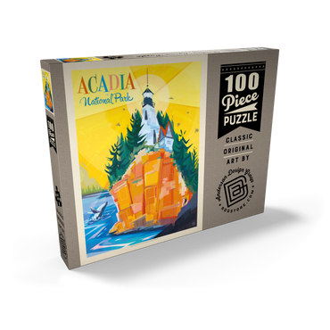 Darstellung des Puzzle Motivs Acadia National Park: Lighthouse (Mod Design), Vintage Poster 100 Puzzle Schachtel Ansicht2