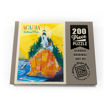 Darstellung des Puzzle Motivs Acadia National Park: Lighthouse (Mod Design), Vintage Poster 200 Puzzle Schachtel Ansicht3