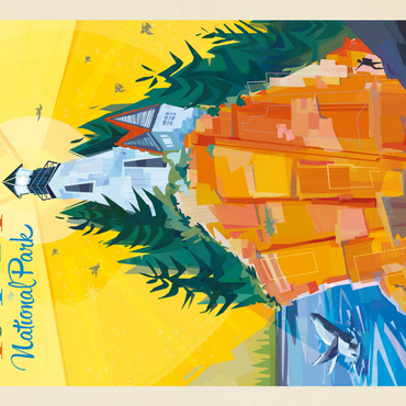 Darstellung des Puzzle Motivs Acadia National Park: Lighthouse (Mod Design), Vintage Poster 200 Puzzle 3D Modell