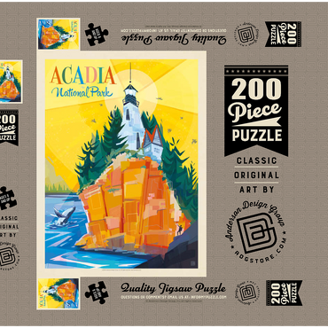 Darstellung des Puzzle Motivs Acadia National Park: Lighthouse (Mod Design), Vintage Poster 200 Puzzle Schachtel 3D Modell