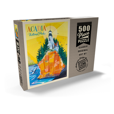 Darstellung des Puzzle Motivs Acadia National Park: Lighthouse (Mod Design), Vintage Poster 500 Puzzle Schachtel Ansicht2