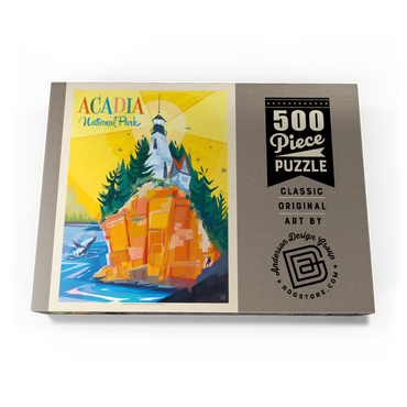 Darstellung des Puzzle Motivs Acadia National Park: Lighthouse (Mod Design), Vintage Poster 500 Puzzle Schachtel Ansicht3