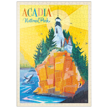 Darstellung des Puzzle Motivs puzzleplate Acadia National Park: Lighthouse (Mod Design), Vintage Poster 500 Puzzle