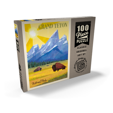 Darstellung des Puzzle Motivs Grand Teton National Park (Mod Design), Vintage Poster 100 Puzzle Schachtel Ansicht2