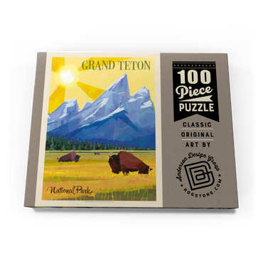 Darstellung des Puzzle Motivs Grand Teton National Park (Mod Design), Vintage Poster 100 Puzzle Schachtel Ansicht3