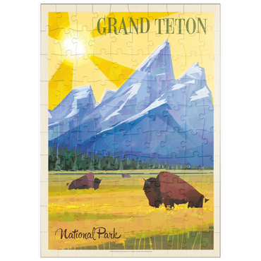 Darstellung des Puzzle Motivs puzzleplate Grand Teton National Park (Mod Design), Vintage Poster 100 Puzzle