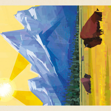 Darstellung des Puzzle Motivs Grand Teton National Park (Mod Design), Vintage Poster 100 Puzzle 3D Modell