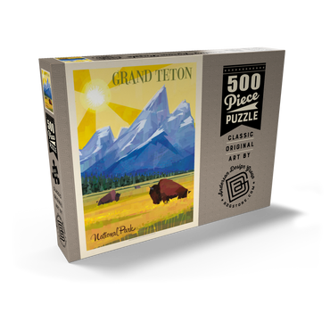 Darstellung des Puzzle Motivs Grand Teton National Park (Mod Design), Vintage Poster 500 Puzzle Schachtel Ansicht2