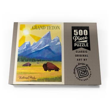 Darstellung des Puzzle Motivs Grand Teton National Park (Mod Design), Vintage Poster 500 Puzzle Schachtel Ansicht3