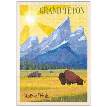 Darstellung des Puzzle Motivs puzzleplate Grand Teton National Park (Mod Design), Vintage Poster 500 Puzzle