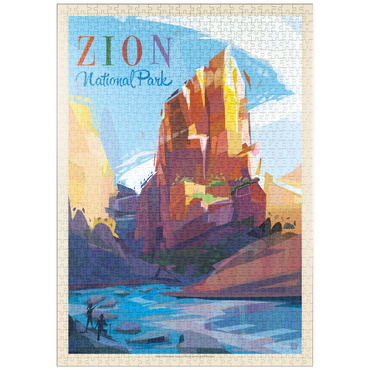 Darstellung des Puzzle Motivs puzzleplate Zion National Park: Angels Landing (Mod Design), Vintage Poster 1000 Puzzle