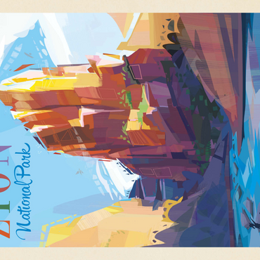 Darstellung des Puzzle Motivs Zion National Park: Angels Landing (Mod Design), Vintage Poster 1000 Puzzle 3D Modell