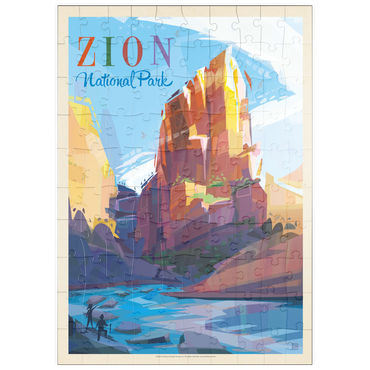 Darstellung des Puzzle Motivs puzzleplate Zion National Park: Angels Landing (Mod Design), Vintage Poster 100 Puzzle