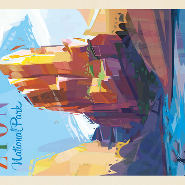 Darstellung des Puzzle Motivs Zion National Park: Angels Landing (Mod Design), Vintage Poster 100 Puzzle 3D Modell