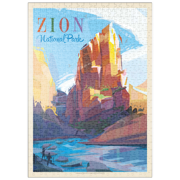Darstellung des Puzzle Motivs puzzleplate Zion National Park: Angels Landing (Mod Design), Vintage Poster 500 Puzzle