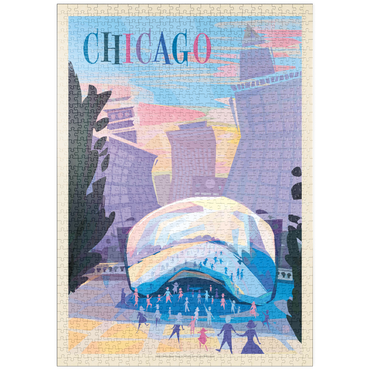 Darstellung des Puzzle Motivs puzzleplate Chicago, IL: Millennium Park (Mod Design), Vintage Poster 1000 Puzzle