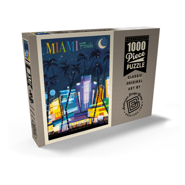 Darstellung des Puzzle Motivs Miami, FL: South Beach (Mod Design), Vintage Poster 1000 Puzzle Schachtel Ansicht2