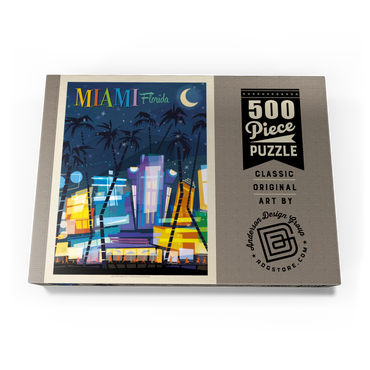 Darstellung des Puzzle Motivs Miami, FL: South Beach (Mod Design), Vintage Poster 500 Puzzle Schachtel Ansicht3