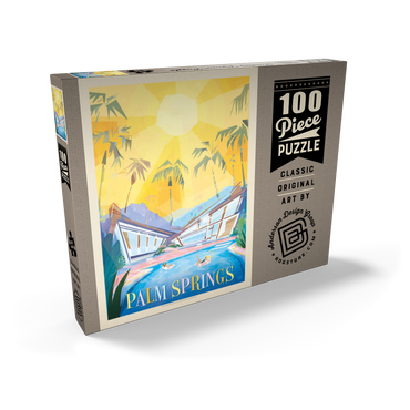 Darstellung des Puzzle Motivs Palm Springs, CA (Mod Design), Vintage Poster 100 Puzzle Schachtel Ansicht2