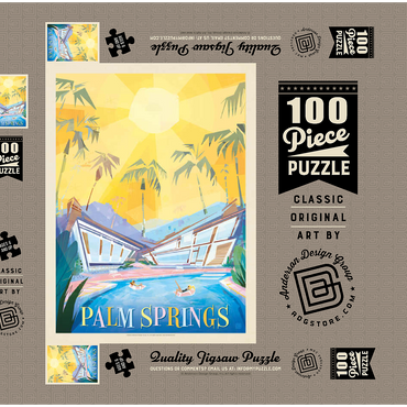 Darstellung des Puzzle Motivs Palm Springs, CA (Mod Design), Vintage Poster 100 Puzzle Schachtel 3D Modell