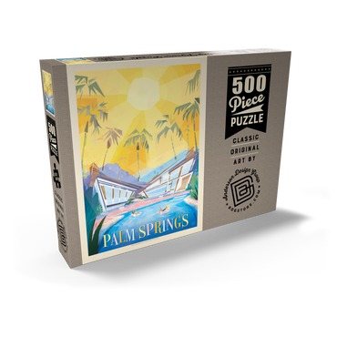 Darstellung des Puzzle Motivs Palm Springs, CA (Mod Design), Vintage Poster 500 Puzzle Schachtel Ansicht2