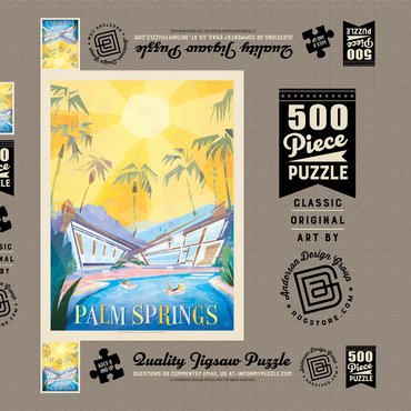Darstellung des Puzzle Motivs Palm Springs, CA (Mod Design), Vintage Poster 500 Puzzle Schachtel 3D Modell