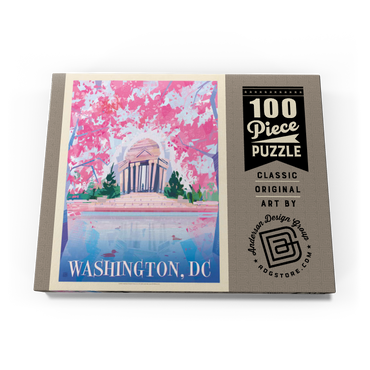 Darstellung des Puzzle Motivs Washington, DC: Jefferson Memorial In Bloom (Mod Design), Vintage Poster 100 Puzzle Schachtel Ansicht3