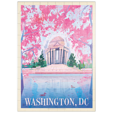 Darstellung des Puzzle Motivs puzzleplate Washington, DC: Jefferson Memorial In Bloom (Mod Design), Vintage Poster 100 Puzzle