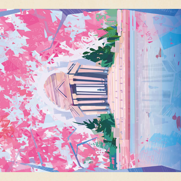 Darstellung des Puzzle Motivs Washington, DC: Jefferson Memorial In Bloom (Mod Design), Vintage Poster 100 Puzzle 3D Modell