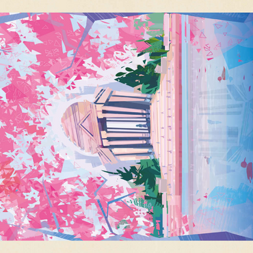 Darstellung des Puzzle Motivs Washington, DC: Jefferson Memorial In Bloom (Mod Design), Vintage Poster 200 Puzzle 3D Modell