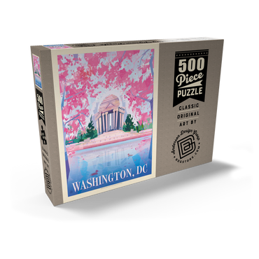 Darstellung des Puzzle Motivs Washington, DC: Jefferson Memorial In Bloom (Mod Design), Vintage Poster 500 Puzzle Schachtel Ansicht2