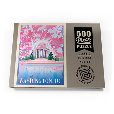 Darstellung des Puzzle Motivs Washington, DC: Jefferson Memorial In Bloom (Mod Design), Vintage Poster 500 Puzzle Schachtel Ansicht3