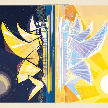 Darstellung des Puzzle Motivs Australia: Sydney Opera House (Mod Design), Vintage Poster 1000 Puzzle 3D Modell