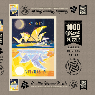 Darstellung des Puzzle Motivs Australia: Sydney Opera House (Mod Design), Vintage Poster 1000 Puzzle Schachtel 3D Modell