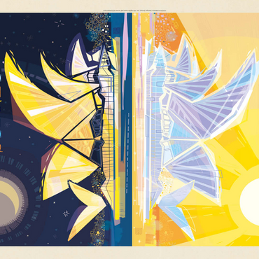 Darstellung des Puzzle Motivs Australia: Sydney Opera House (Mod Design), Vintage Poster 100 Puzzle 3D Modell