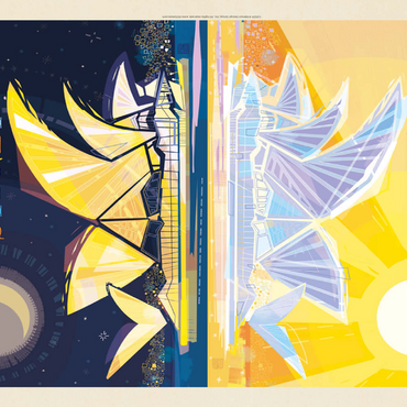 Darstellung des Puzzle Motivs Australia: Sydney Opera House (Mod Design), Vintage Poster 200 Puzzle 3D Modell