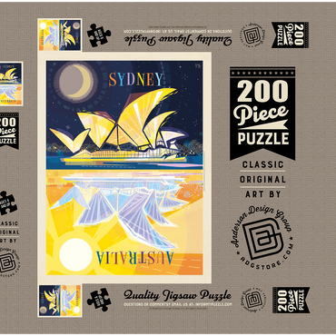 Darstellung des Puzzle Motivs Australia: Sydney Opera House (Mod Design), Vintage Poster 200 Puzzle Schachtel 3D Modell
