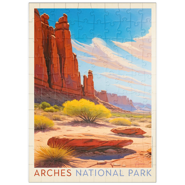 Darstellung des Puzzle Motivs puzzleplate Arches National Park: Park Avenue Trailhead, Vintage Poster 100 Puzzle