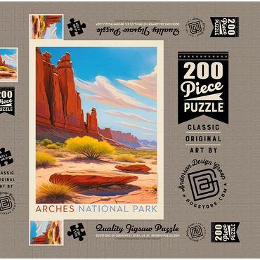 Darstellung des Puzzle Motivs Arches National Park: Park Avenue Trailhead, Vintage Poster 200 Puzzle Schachtel 3D Modell