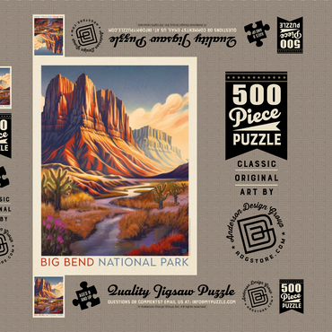 Darstellung des Puzzle Motivs Big Bend National Park: Wonderland, Vintage Poster 500 Puzzle Schachtel 3D Modell