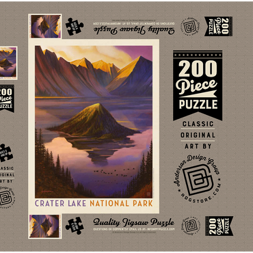 Darstellung des Puzzle Motivs Crater Lake National Park: Morning Glory, Vintage Poster 200 Puzzle Schachtel 3D Modell