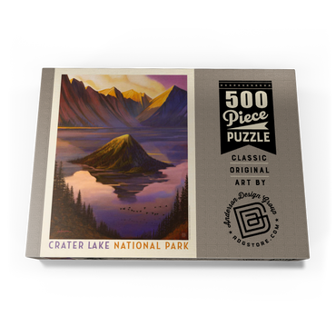 Darstellung des Puzzle Motivs Crater Lake National Park: Morning Glory, Vintage Poster 500 Puzzle Schachtel Ansicht3