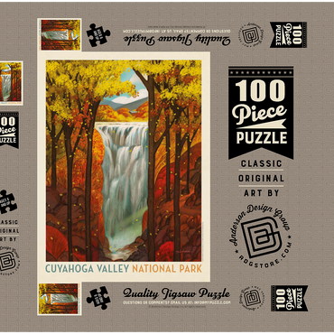 Darstellung des Puzzle Motivs Cuyahoga Valley National Park: Autumn Glory, Vintage Poster 100 Puzzle Schachtel 3D Modell
