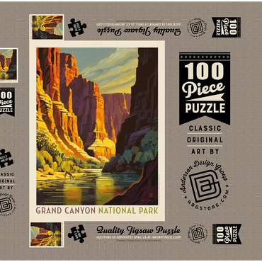 Darstellung des Puzzle Motivs Grand Canyon National Park: Refreshing Shade, Vintage Poster 100 Puzzle Schachtel 3D Modell