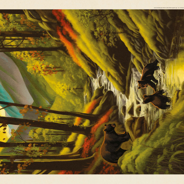 Darstellung des Puzzle Motivs Great Smoky Mountains National Park: Splashing Cubs, Vintage Poster 1000 Puzzle 3D Modell