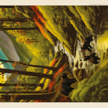 Darstellung des Puzzle Motivs Great Smoky Mountains National Park: Splashing Cubs, Vintage Poster 100 Puzzle 3D Modell